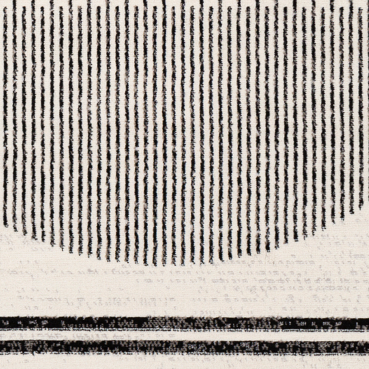 Tapis de couloir SURYA Santiago scandinave, motif de cercles rayés noirs sur fond blanc cassé, vue 7