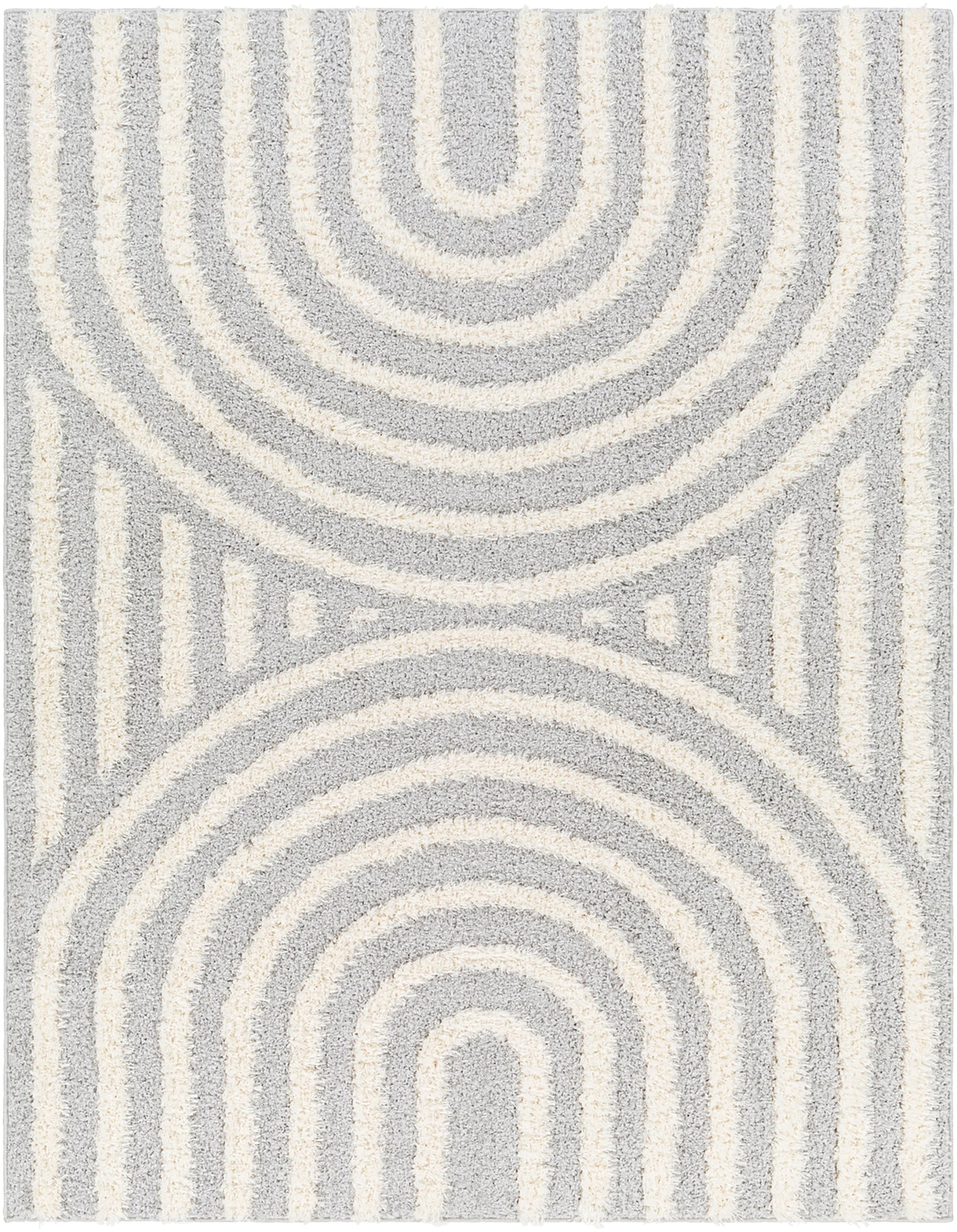 Tapis Shaggy Moderne Gris Clair/Blanc