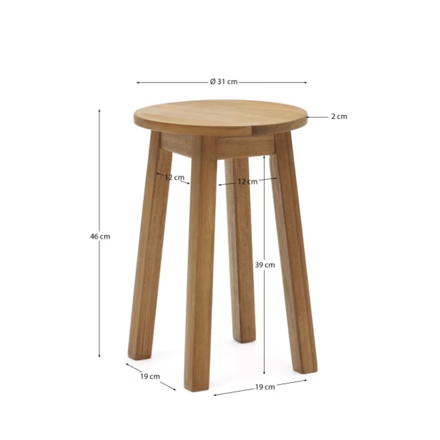 Lot de 2 Repose-pieds de jardin KAVE HOME Amel en bois d'acacia