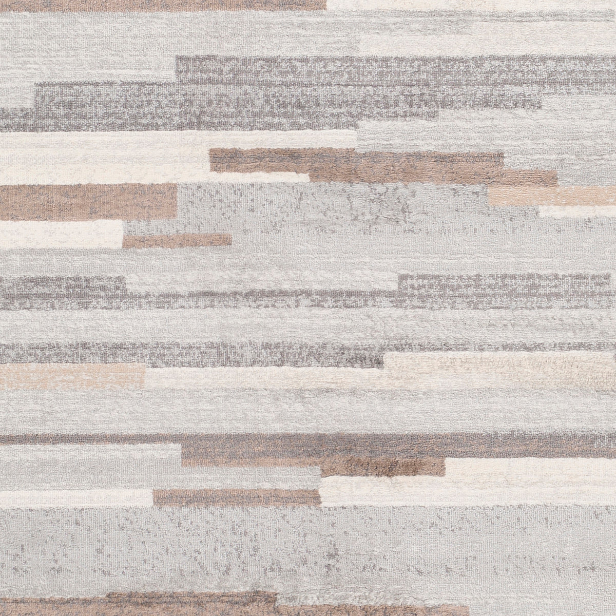 Tapis SURYA Maastricht scandinave, motif de bandes horizontales gris, brun clair et blanc, vue 12