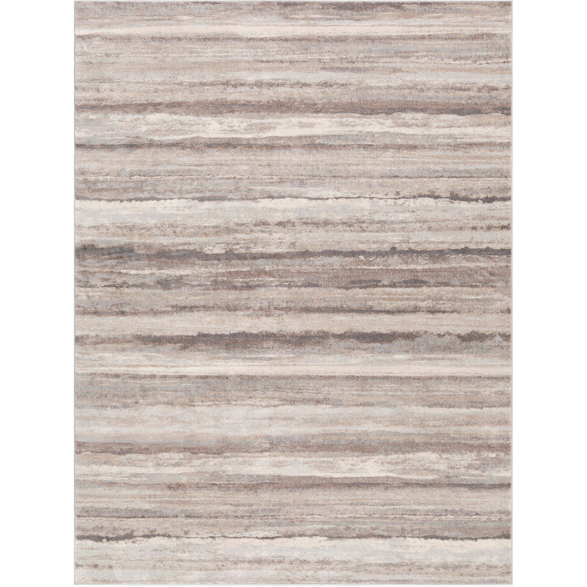 Tapis SURYA Dusel scandinave, motif stries horizontales, taupe, gris et blanc, vue 9