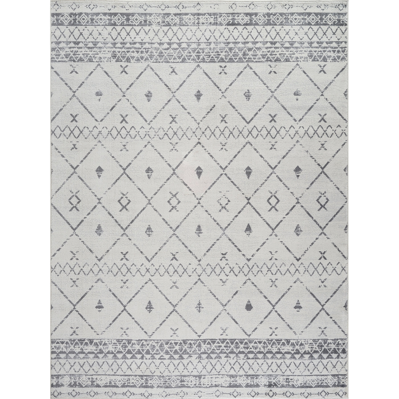 Tapis Berbère Ethnique Blanc/Gris Lima