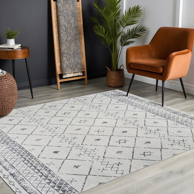 Tapis Berbère Ethnique Blanc/Gris Lima