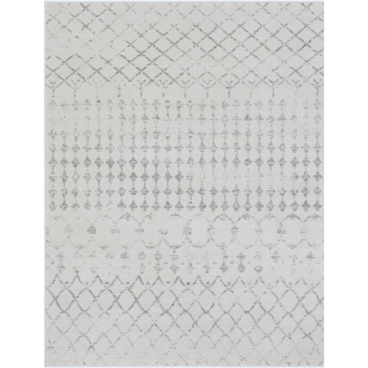 Tapis SURYA Sofia berbère, motif treillis de losanges gris sur fond blanc cassé, vue 6