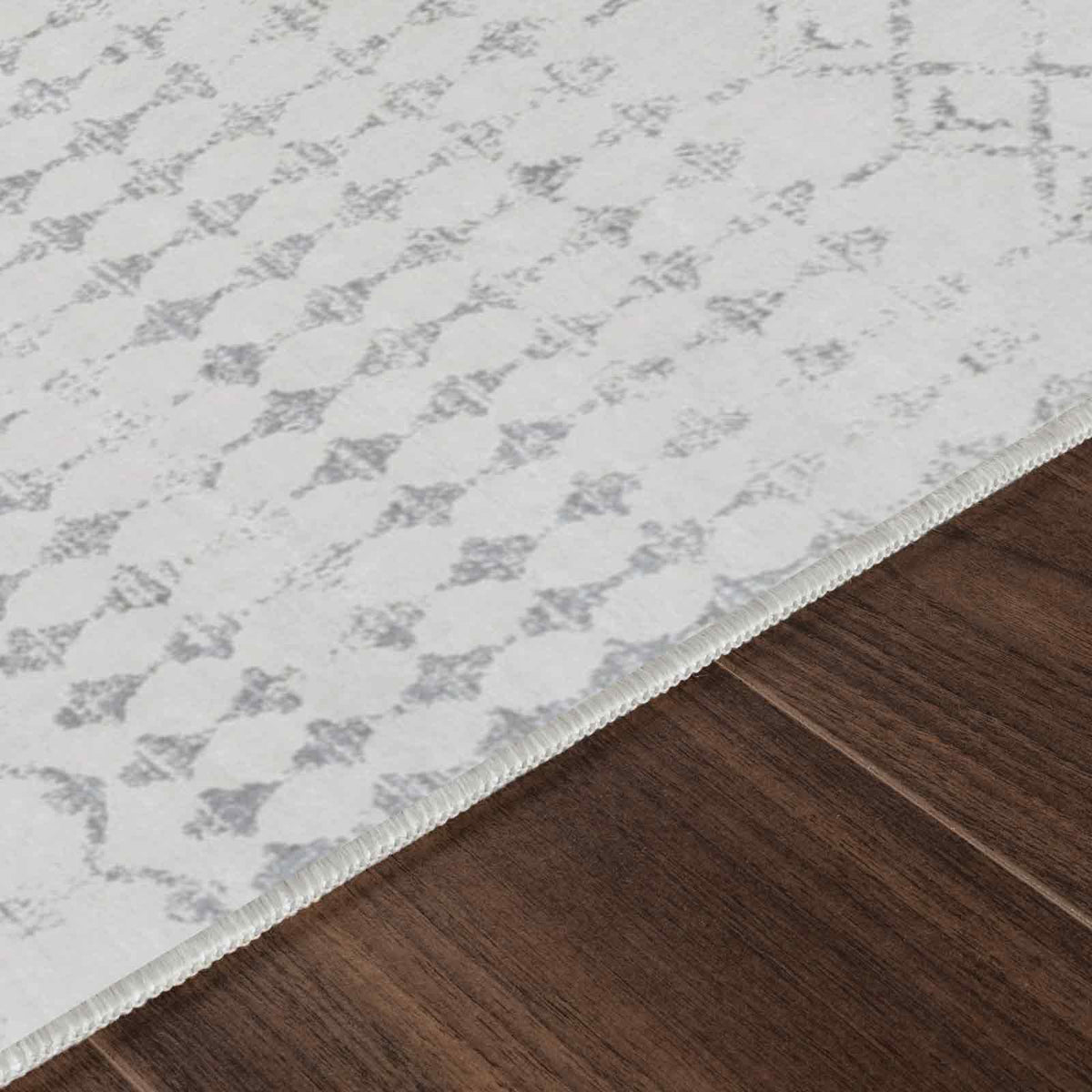 Tapis de couloir SURYA Lyon berbère, motifs géométriques gris sur fond blanc cassé, vue 10