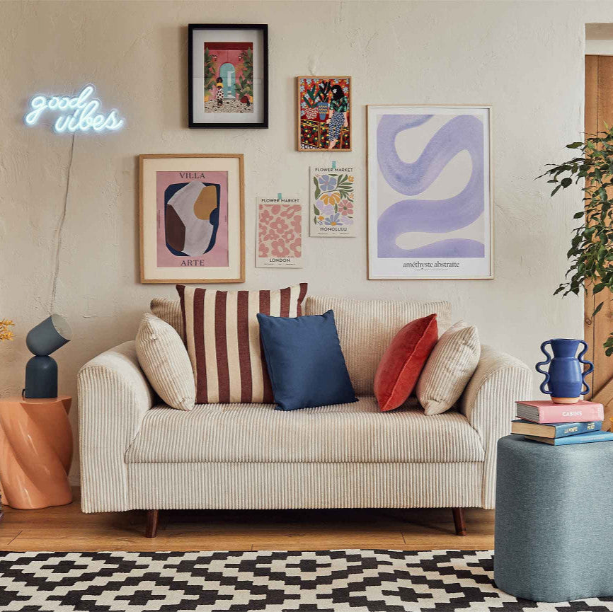 Canapé 2 places RUNE en velours cotele beige BESTMOBILIER