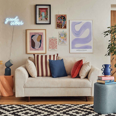 Canapé 2 places RUNE en velours cotele beige BESTMOBILIER