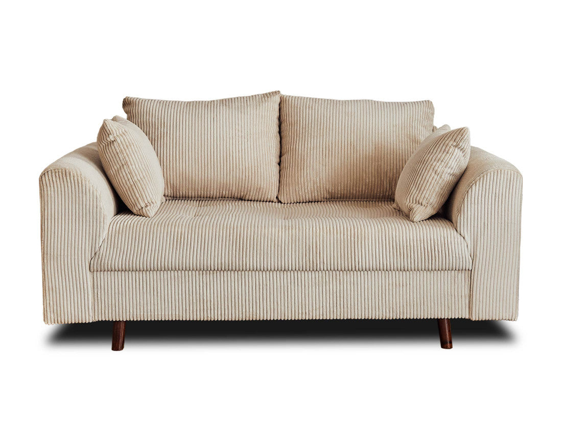 Canapé 2 places RUNE en velours cotele beige BESTMOBILIER