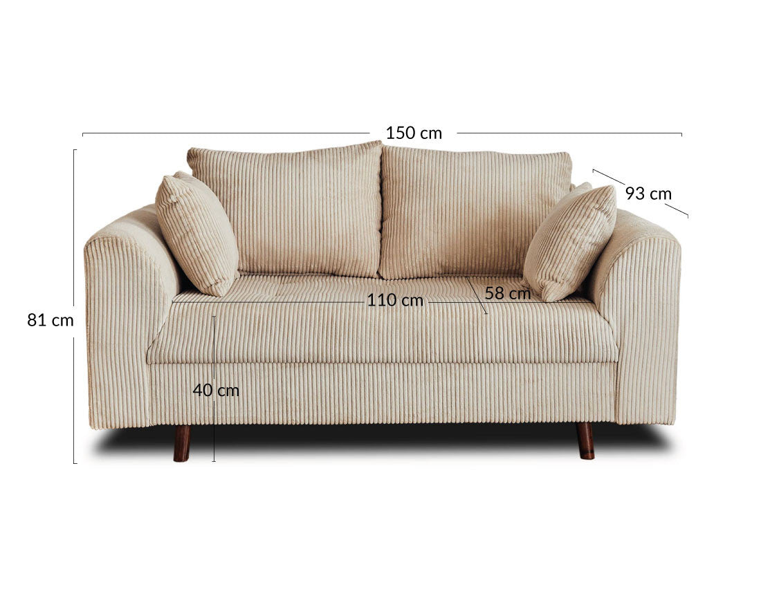 Canapé 2 places RUNE en velours cotele beige BESTMOBILIER