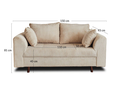 Canapé 2 places RUNE en velours cotele beige BESTMOBILIER