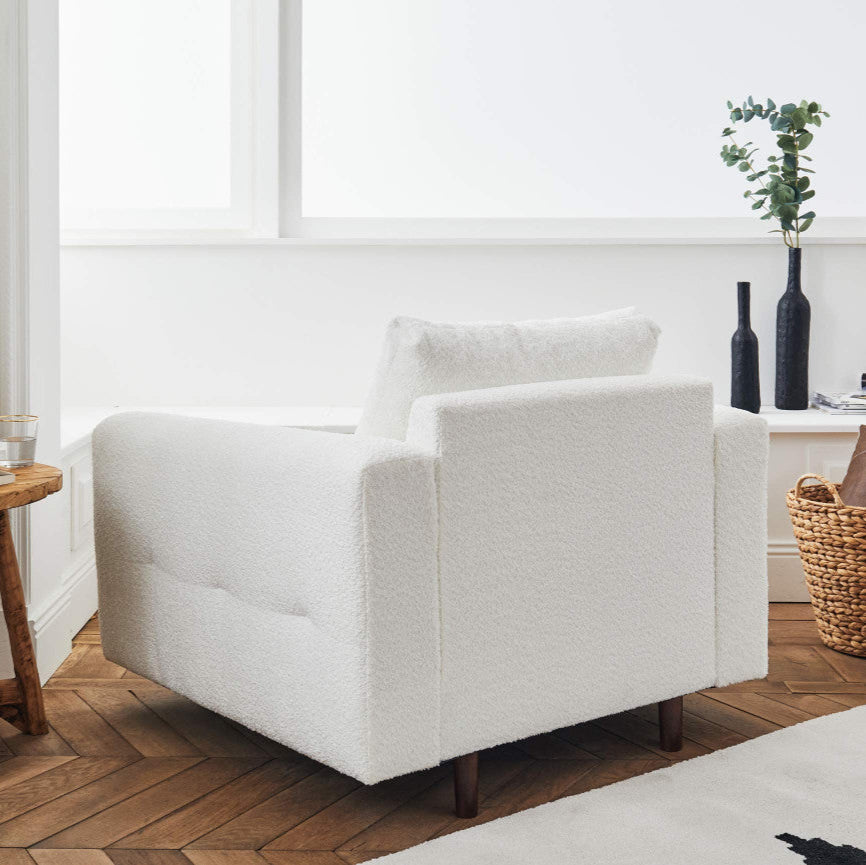 Fauteuil RUNE en tissu Blanc bouclette BESTMOBILIER