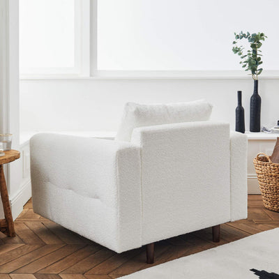 Fauteuil RUNE en tissu Blanc bouclette BESTMOBILIER
