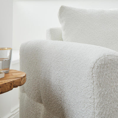 Fauteuil RUNE en tissu Blanc bouclette BESTMOBILIER