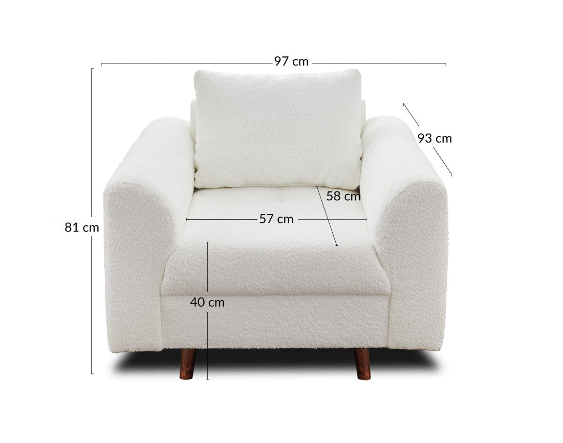 Fauteuil RUNE en tissu Blanc bouclette BESTMOBILIER