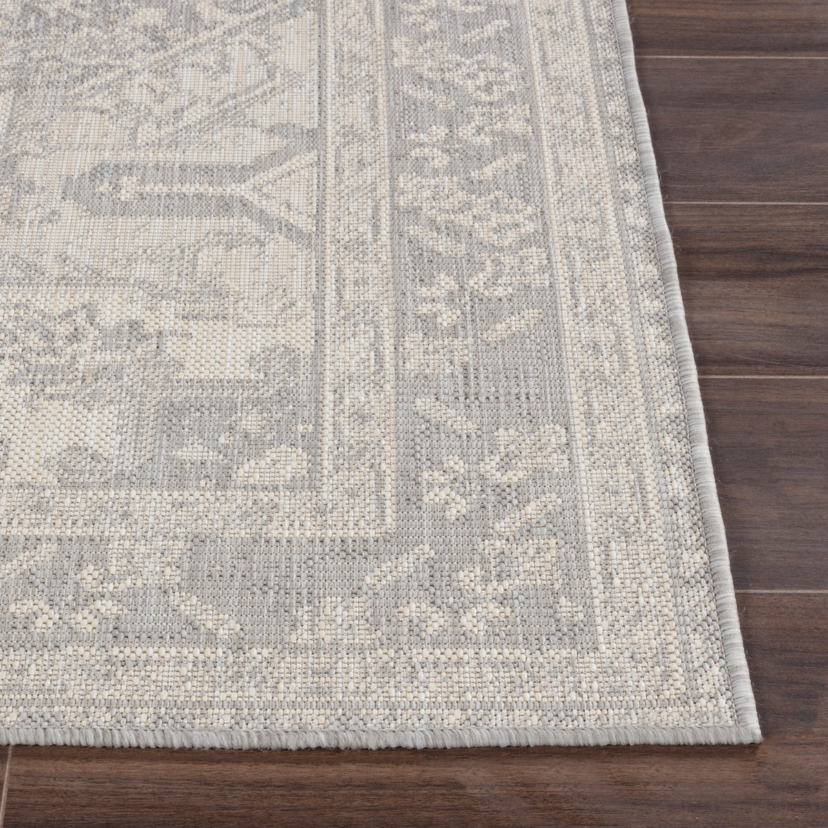 Tapis SURYA Ballarat extérieur oriental, motif médaillon en relief, gris, ivoire et beige, vue 5