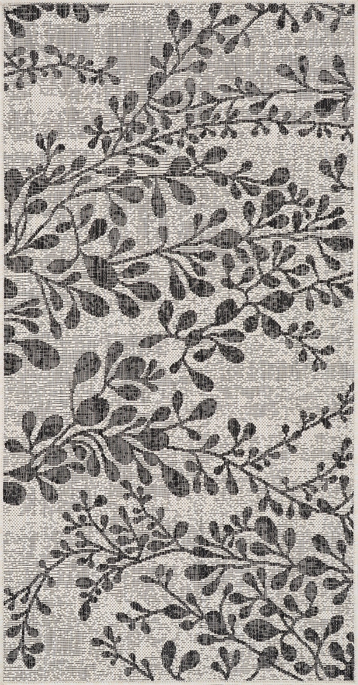 Tapis d'extérieur SURYA Hasselt, motif branches feuillues anthracite sur fond ivoire, vue 8