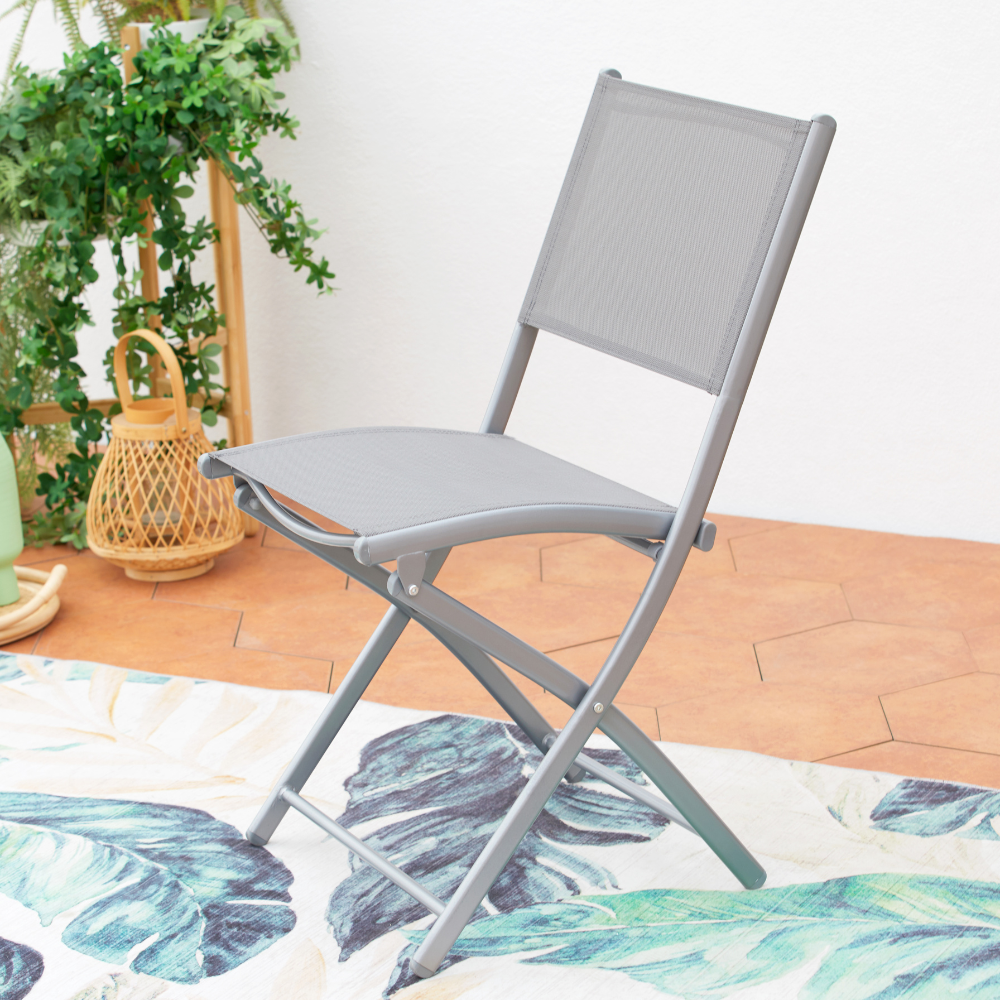 Lot de 4 chaises de salon de jardin en aluminium Molvina chaise pliable