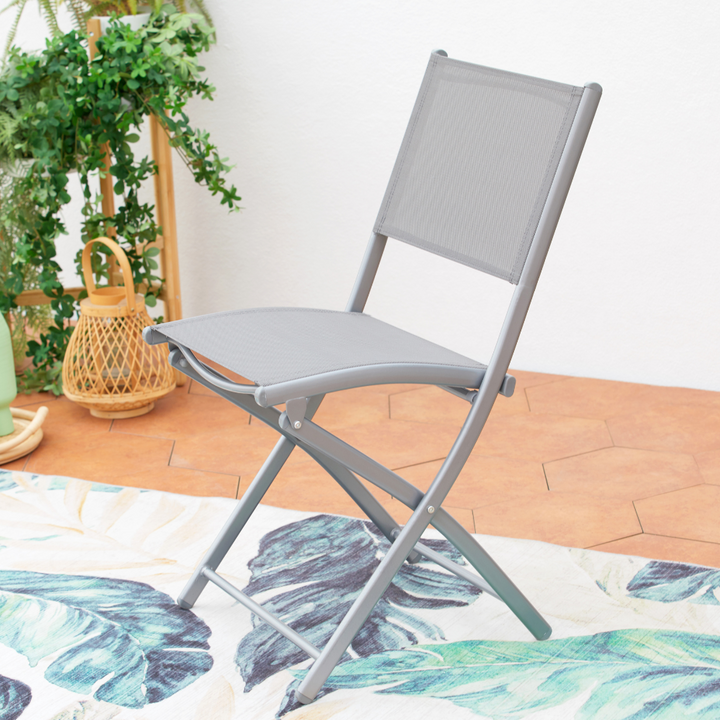 Lot de 4 chaises de salon de jardin en aluminium Molvina chaise pliable