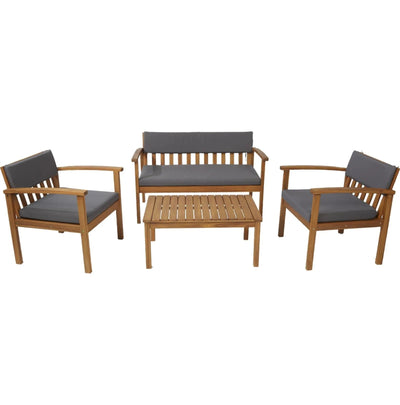 Salon de jardin bas en bois acacia 4 pièces Java