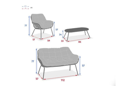 Salon de jardin HESPERIDE PAOPAO graphite en acier