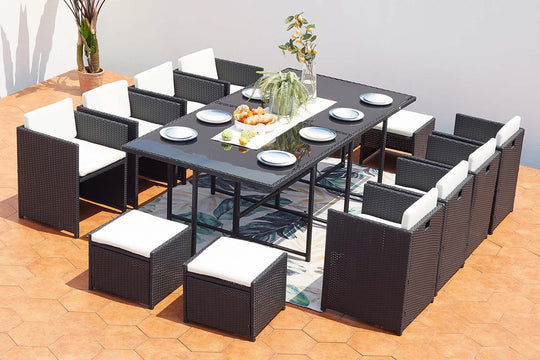 salon de jardin encastrable pour 12 personnes Noir et blanc