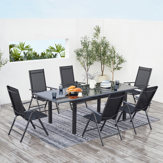 salon de jardin extensible en aluminium gris de 6 places Ravenne photo d'ambiance
