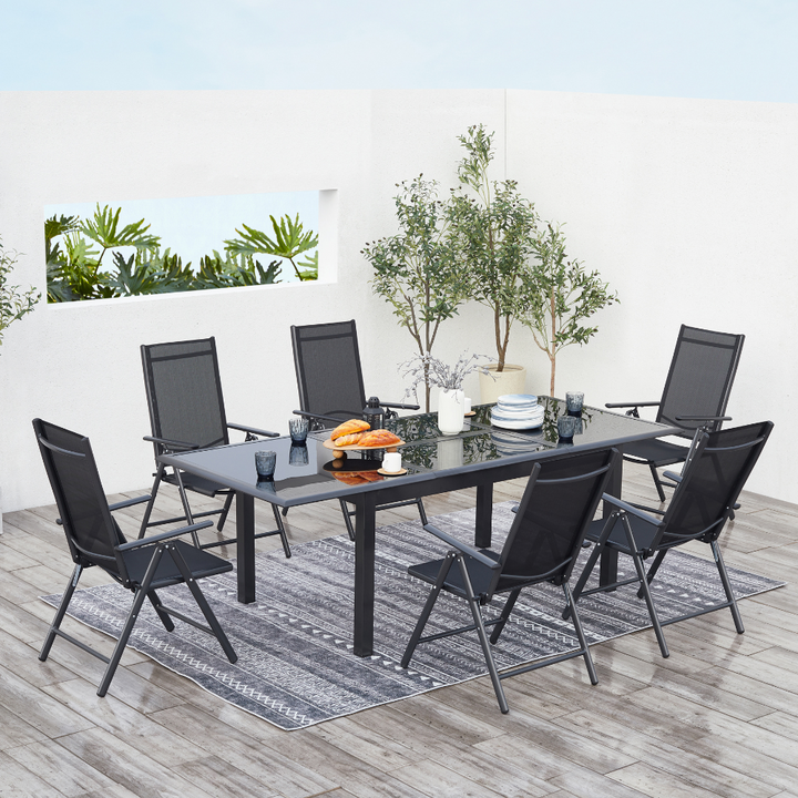 salon de jardin extensible en aluminium gris de 6 places Ravenne photo d'ambiance