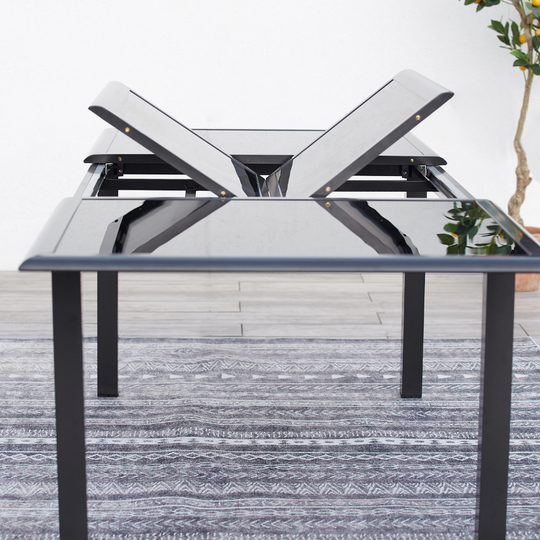 salon de jardin extensible en aluminium gris de 6 places Ravenne fonctionnement rallonge