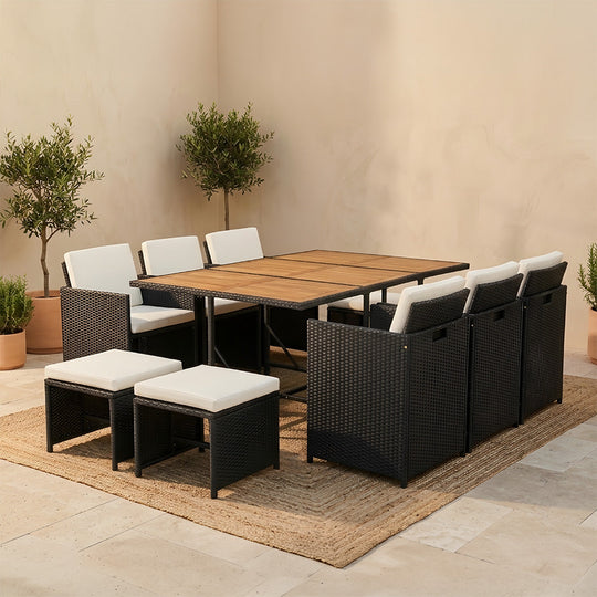 salon-jardin-encastrable-10-places-resine-tressee-noir et beige-toledo-ambiance-concept-usine