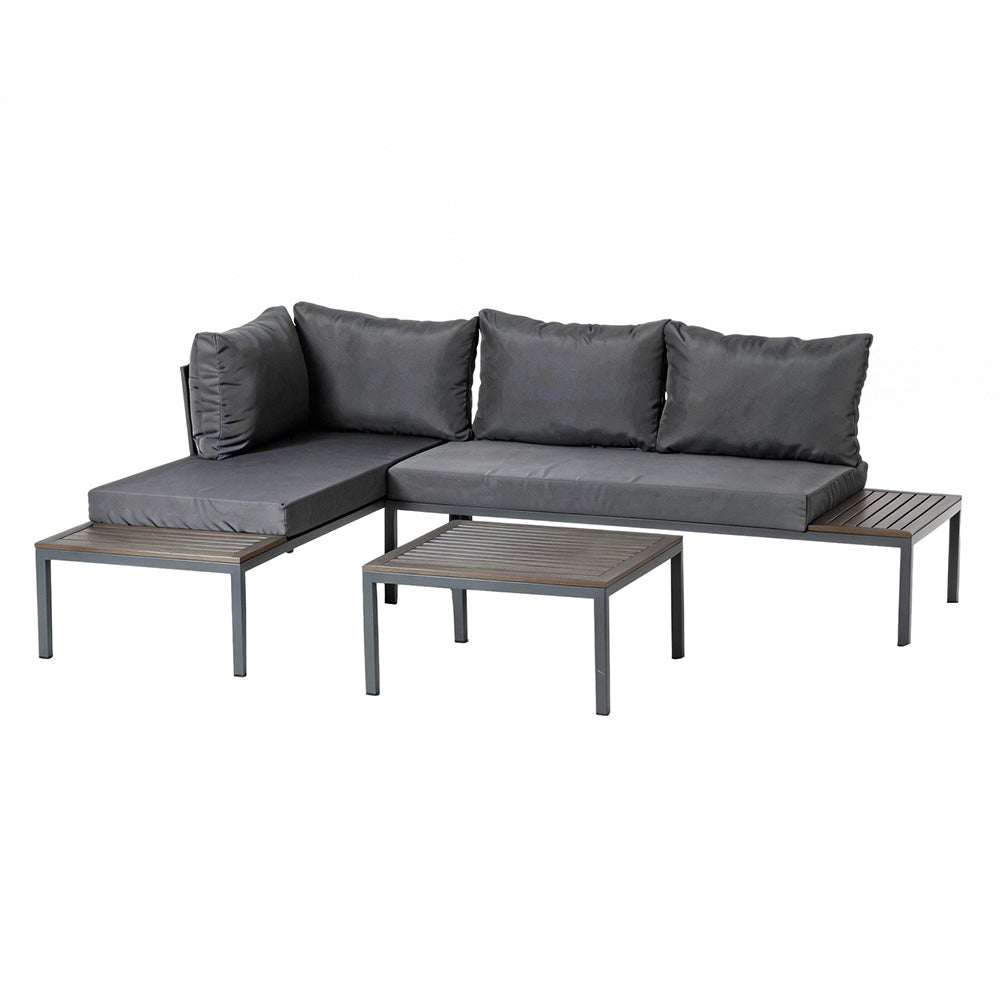 Salon de jardin 3/4 places avec table basse gris foncé MAJURO