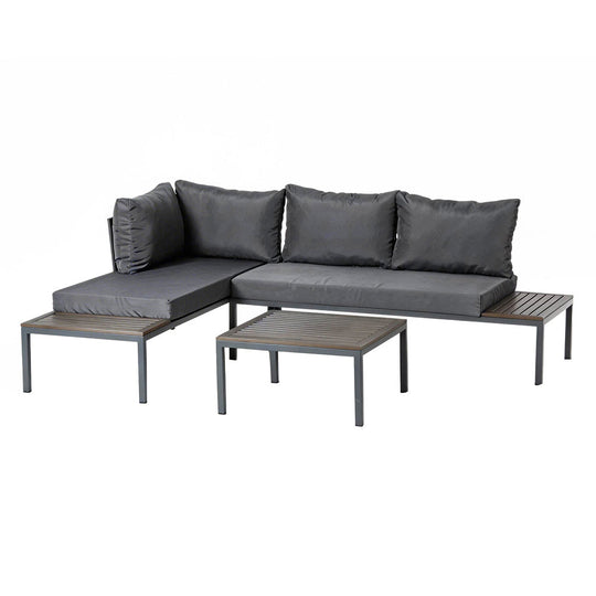 Salon de jardin 3/4 places avec table basse gris foncé MAJURO