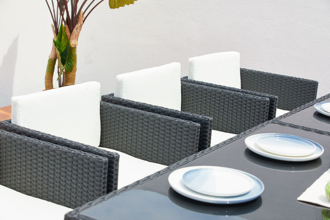 salon de jardin encastrable pour 12 personnes Noir et blanc