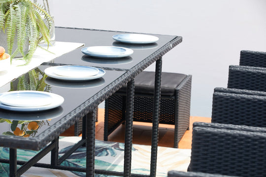 salon de jardin encastrable pour 12 personnes Noir zoom