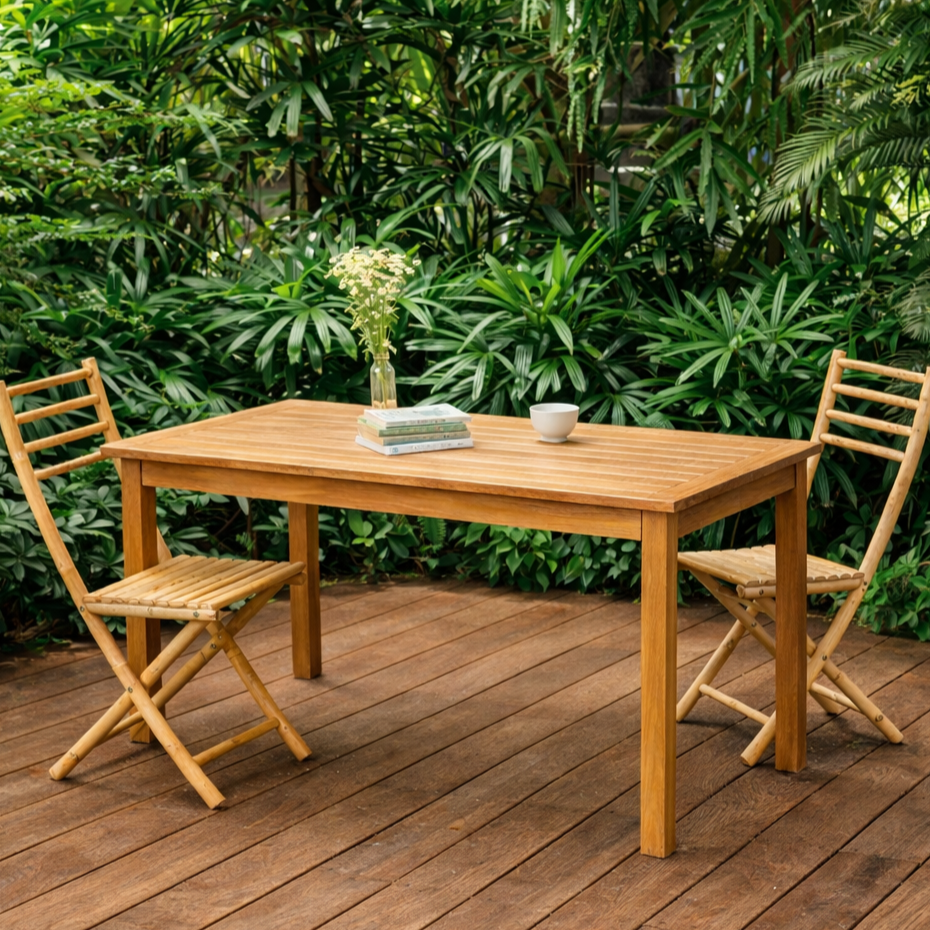 Table à manger intérieur extérieur 6 personnes Nordlys en acacia ALICANTE