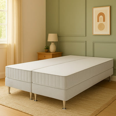 Sommier tapissier SIMMONS 160x200cm (2x80x200cm) à lattes + pieds