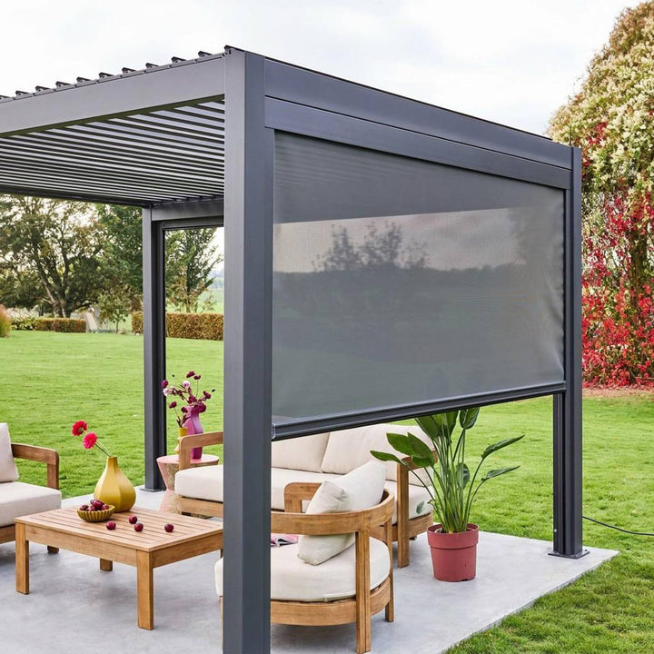 Store latéral SWEEEK Triomphe 3m pour pergola bioclimatique aluminium gris anthracite