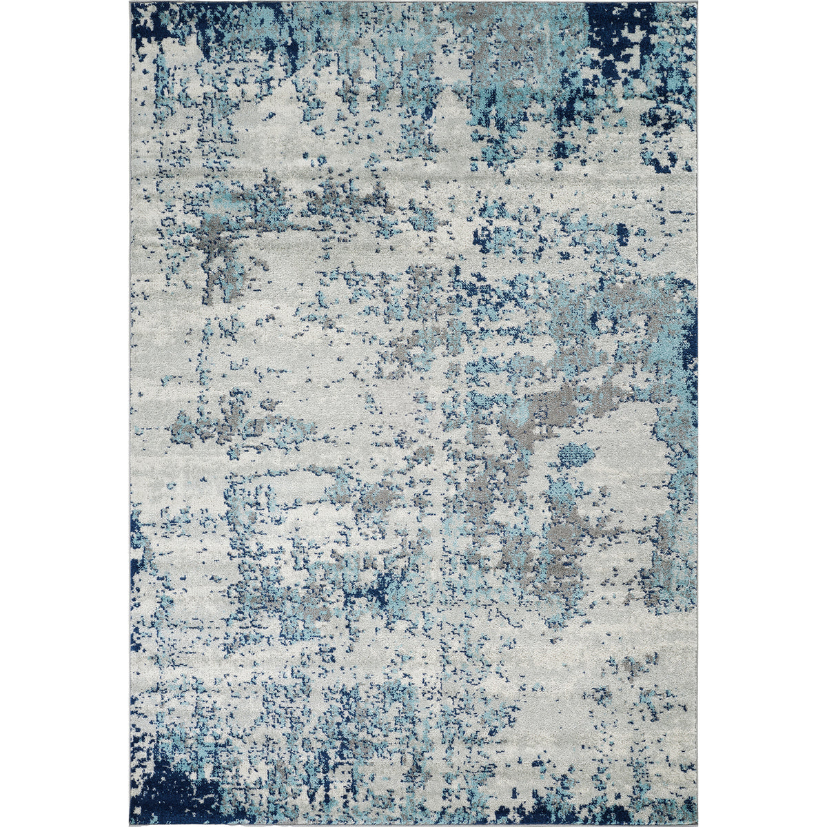 Tapis SURYA Sarah moderne, motif abstrait effet aquarelle bleu, gris et blanc, vue 7