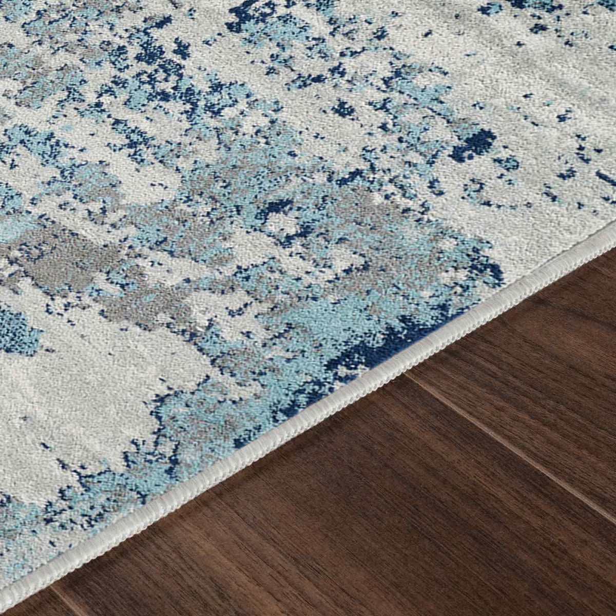 Tapis SURYA Sarah moderne, motif abstrait effet aquarelle bleu, gris et blanc, vue 11