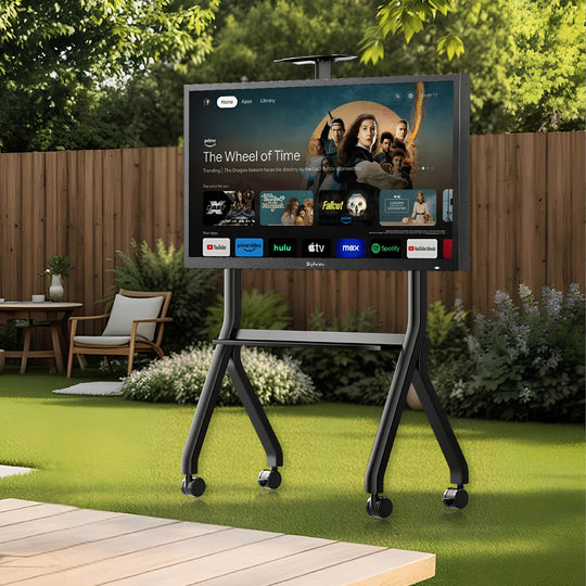Support TV mobile extérieur avec roulettes pour écrans SYLVOX 43–55’’ résistant aux intempéries