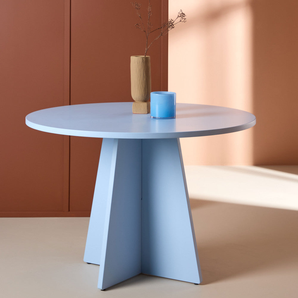 Table à manger DRAWER Bootcut 4 personnes ronde en bois bleu