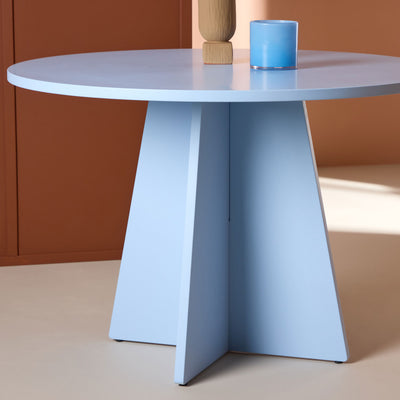 Table à manger DRAWER Bootcut 4 personnes ronde en bois bleu