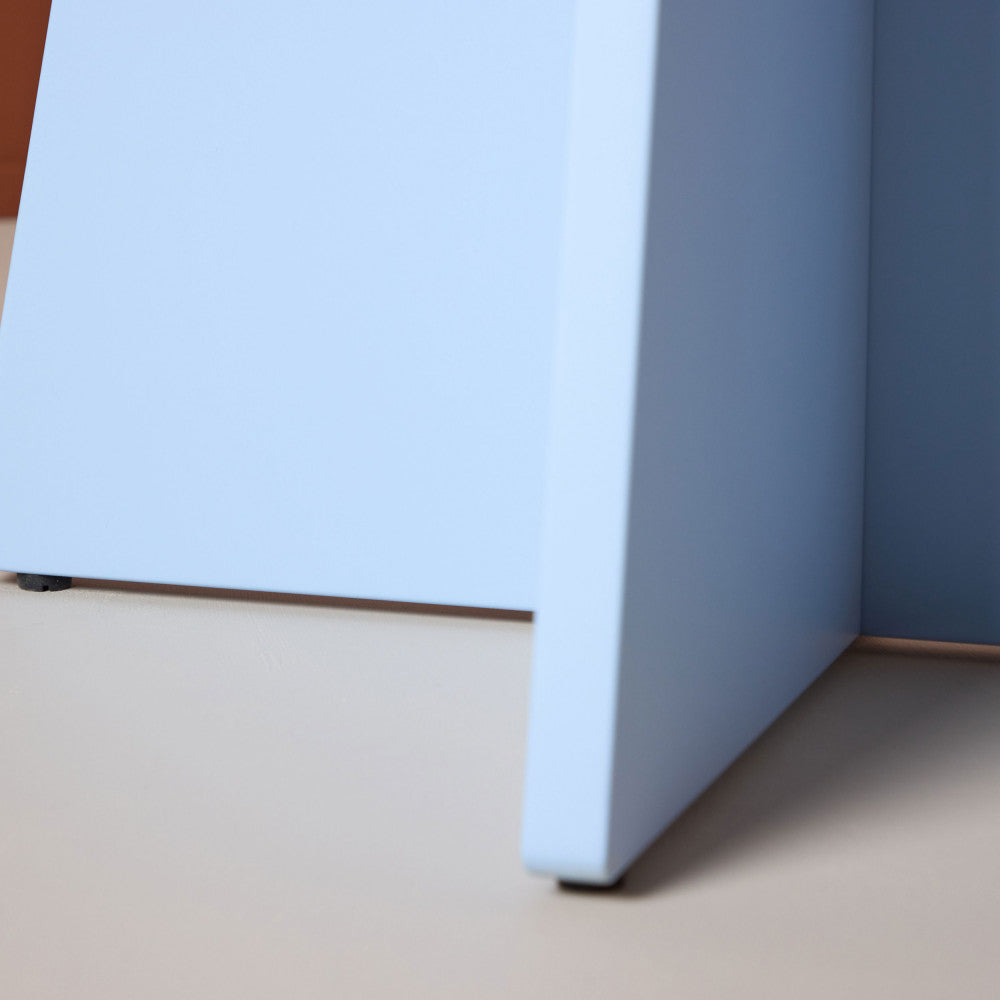 Table à manger DRAWER Bootcut 4 personnes ronde en bois bleu