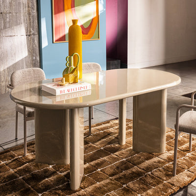 Table à manger DRAWER Glossi 6 personnes ovale en bois laqué