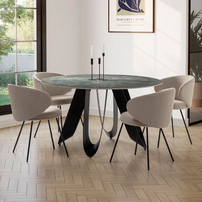 Table à manger ZALCOR 6 personnes ronde en céramique DRAWER