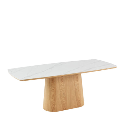 Table à manger DRAWER Reno 8 personnes effet marbre et bois