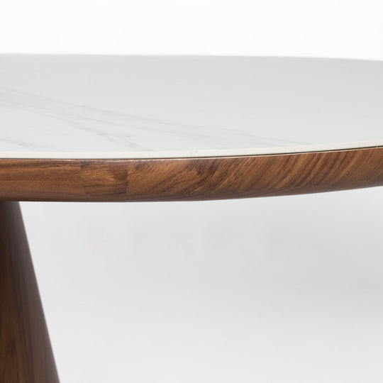 Table à manger ovale DRAWER Almira 8 personnes en pierre et bois foncé