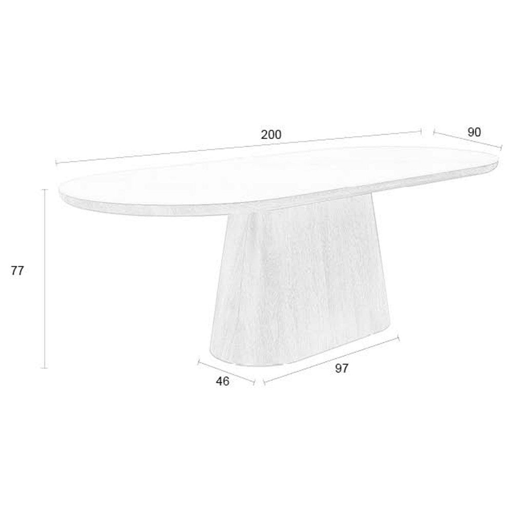 Table à manger ovale DRAWER Almira 8 personnes en pierre et bois foncé