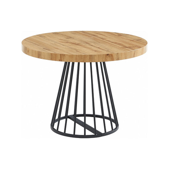 Table à manger extensible 2 à 12 personnes VENTE UNIQUE Firela en MDF et acier naturel et noir
