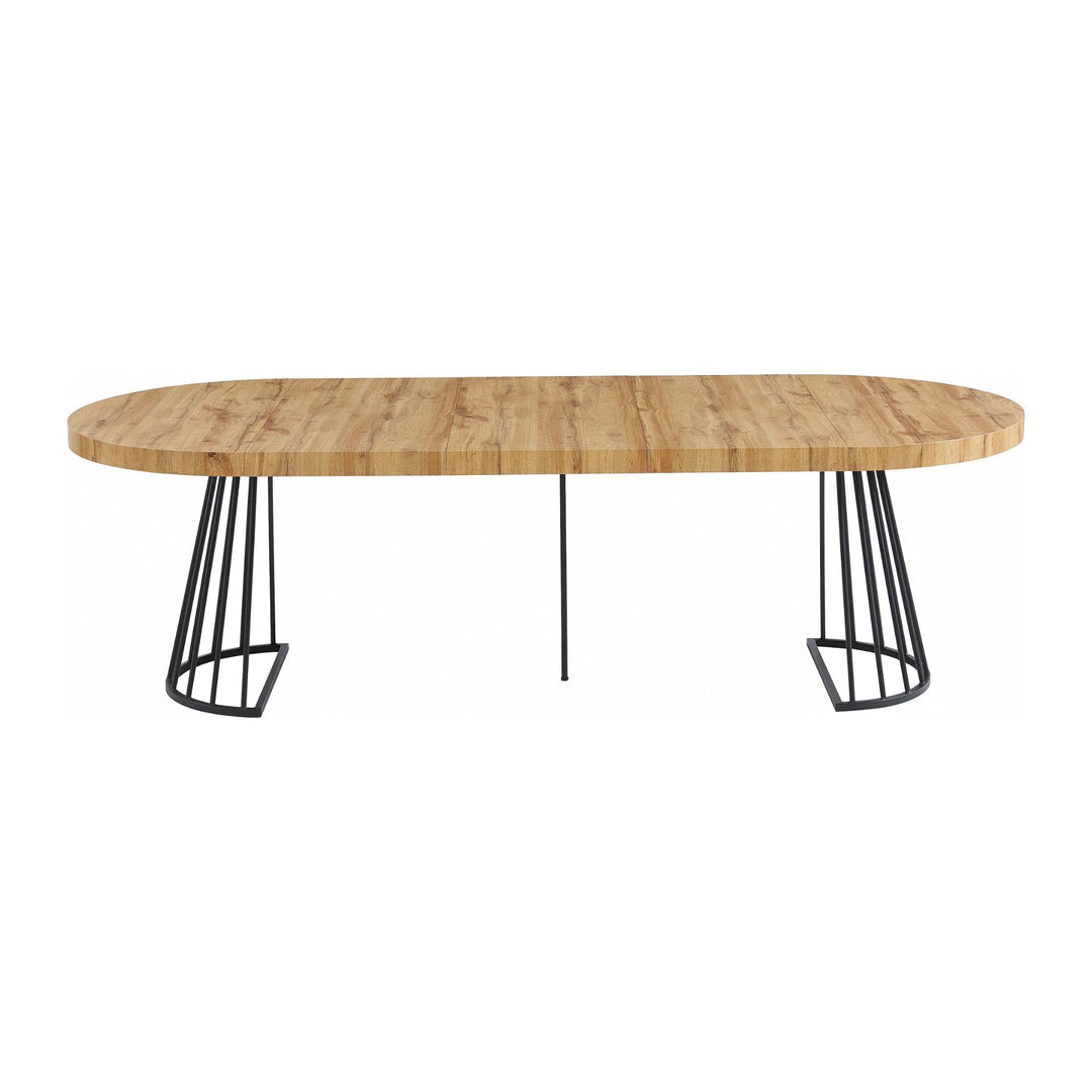 Table à manger extensible 2 à 12 personnes VENTE UNIQUE Firela en MDF et acier naturel et noir