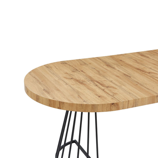 Table à manger extensible 2 à 12 personnes VENTE UNIQUE Firela en MDF et acier naturel et noir